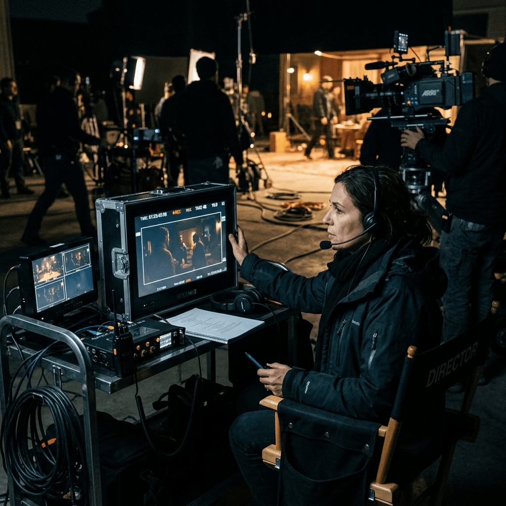 Monitor de dirección en rodaje